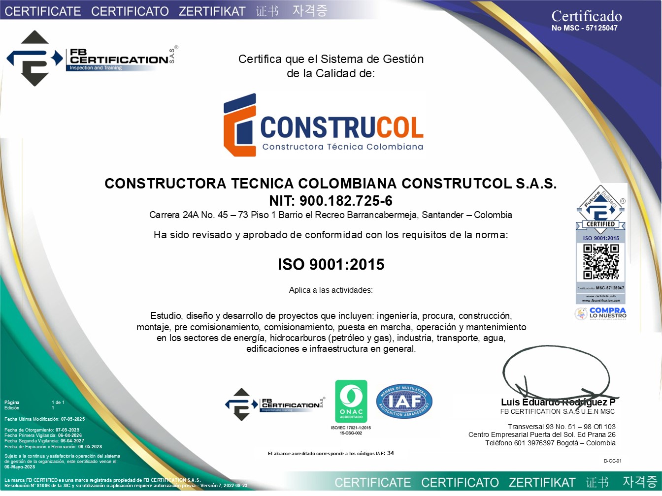Certificado ISO 9001